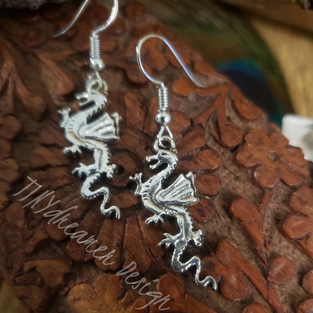 Serpent DRAGON earrings Fantasy~Horror~Goth~Medieval~Nordic Viking Jewelry Gift
